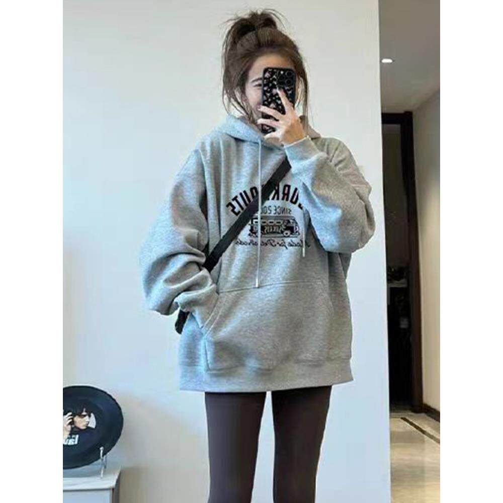 JOYIASS巨好看韩系早秋休闲卫衣外套女新款小个子印花宽松慵懒风