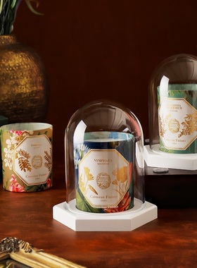 carriere freres法国植物学家香氛蜡烛防尘玻璃烛罩香薰白瓷烛盖