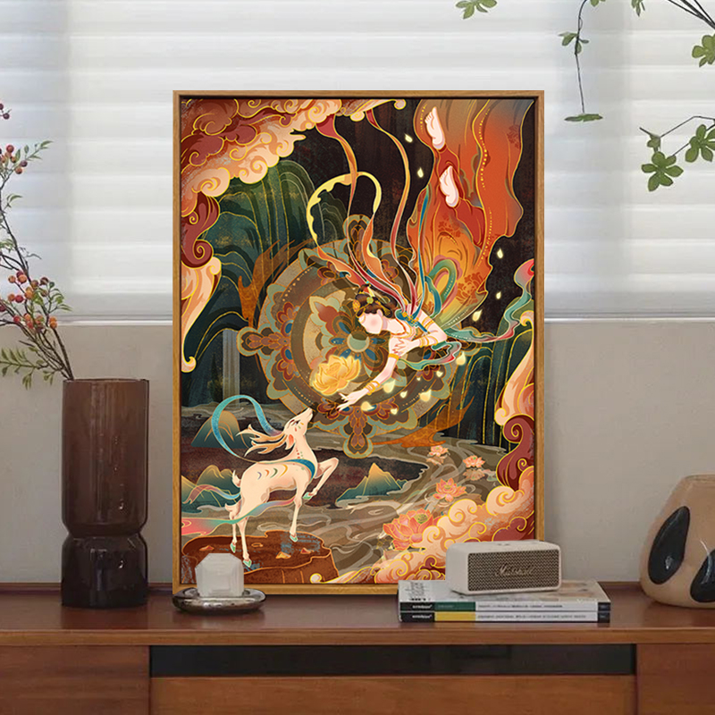 珂云敦煌送祝福可选框满钻钻石画