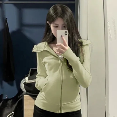 抓绒女瑜伽服卫衣外套薄款内胆运动立领上衣开衫收腰修身春秋款