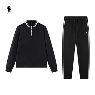 PAOLO GARAGE套装男2025秋冬新款商务休闲长袖POLO衫男长裤两件套