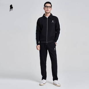 PAOLO GARAGE商务休闲男套装2024秋季新款百搭拼色外套裤子两件套