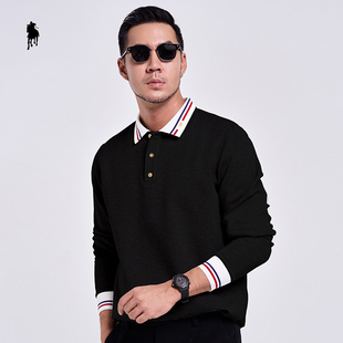 PAOLO GARAGE长袖POLO衫2025秋季商务休闲男上衣翻领长袖体恤衫