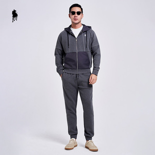 PAOLO GARAGE运动休闲套装男秋冬新款连帽外套夹克男士长裤两件套