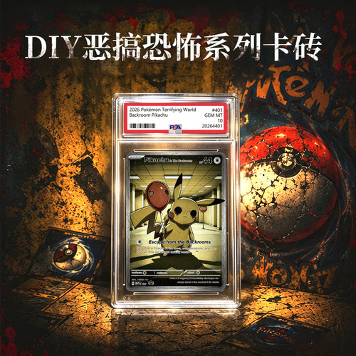 宝可梦PTCG 恶搞DIY恐怖系列 二创PSA 展示娱乐卡牌卡砖