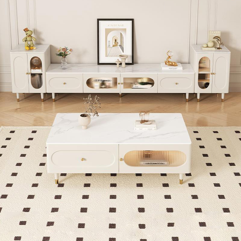 岩板电视柜奶油风储藏