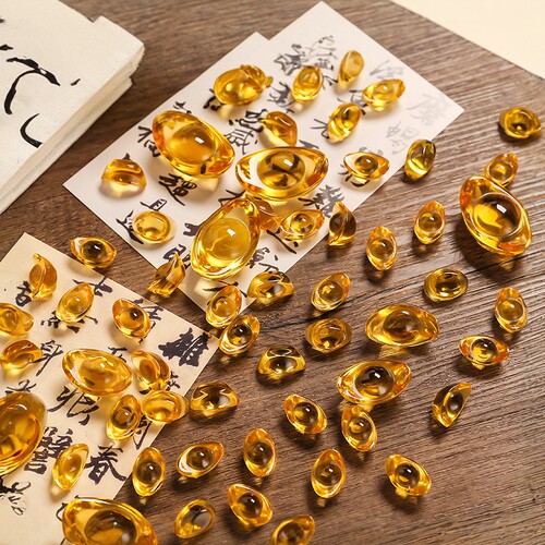 黄水晶元宝大小号客厅装饰摆件