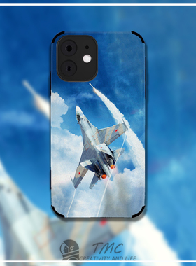 彩绘军事风俄军su27战斗机手机壳适用于iPhone15pro苹果17男生用小米15红米K60全包iqoo12华为nova12/mate60
