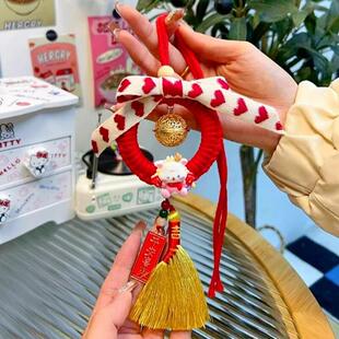 金色扫把车挂手工编绳diy挂饰送男友自制挂件新年礼物汽车载摆件