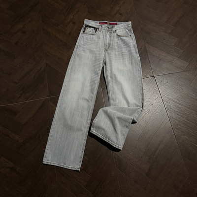 Ntalk 12.5oz彩边赤耳云烟灰马毛皮牌高级雾面感宽松直筒牛仔裤