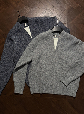 Ntalk 假两件V领慵懒氛围感休闲针织衫高级复古感老钱风毛衣