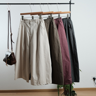 纯色百搭夹棉阔腿休闲裤 新款 女一七然冬季 日系简约风宽松保暖棉裤