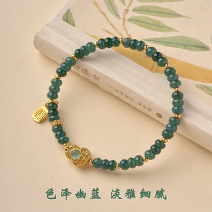 天然蓝水翡翠手女冰种玉石葫芦手串算盘珠高级感手链批发景区文创