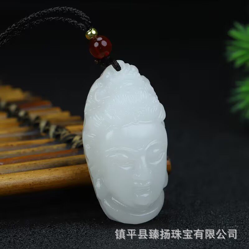 厂价直供玉器供A货&middot;男女挂件 羊脂玉白玉阿富汗玉中号观音头吊坠