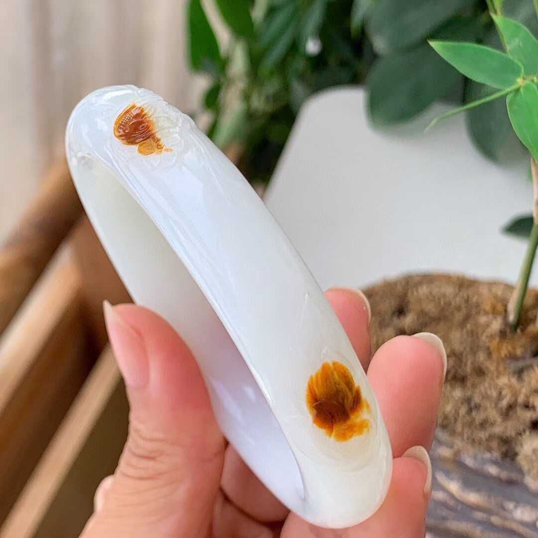 和田玉籽料手镯工艺品新疆料玉镯红皮籽料镯子厂家直销一件代发