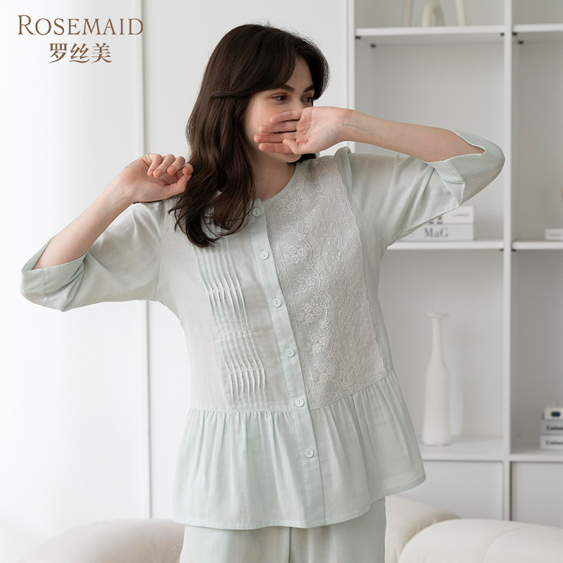 竹纤维+棉睡衣套装夏罗丝美女士