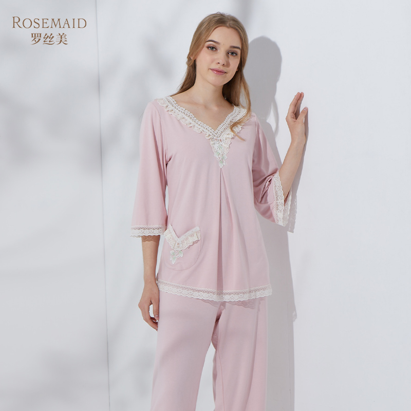 Rosemaid/罗丝美女V领镶蕾丝睡衣