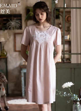 Rosemaid/罗丝美纯棉家居服短袖纯色女睡裙外穿春夏专柜新品10024
