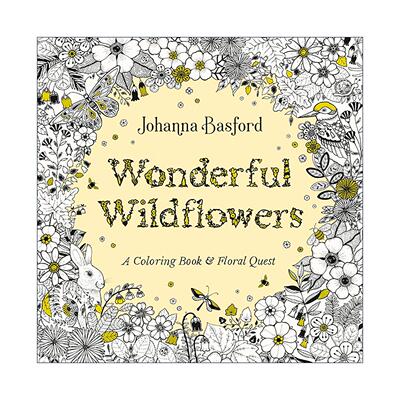 英文原版 Wonderful Wildflowers 奇妙的野花 花卉探秘之旅 涂色着色书 秘密花园作者乔汉娜·贝斯福 英文版 进口英语原版书籍