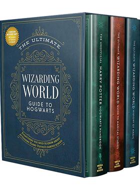 英文原版 The Ultimate Wizarding World Library of Magical Studies哈利波特指南书3册套装 含魔法学习指南 魔法史 霍格沃兹手册