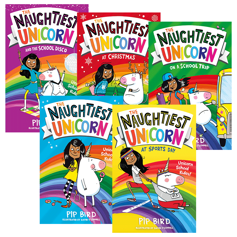 淘气的独角兽系列5册 英文原版 The Naughtiest Unicorn 儿童幽默搞笑故事书 章节书 英文版进口儿童校园漫画文学小说 Pip Bird