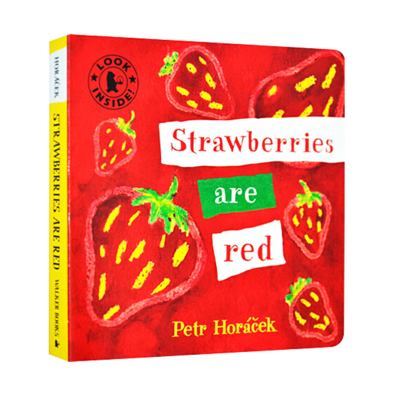 草莓是红色的 英文原版绘本 颜色启蒙认知 儿童英语读物纸板书 petr