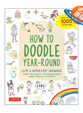 英文原版 How to Doodle Year-Round 如何全年涂鸦 特殊节日事件 庆祝活动 可爱卡通绘画指南 Kamo 英文版 进口英语原版书籍