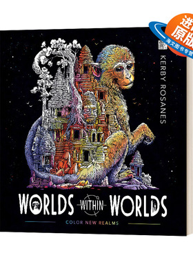 英文原版 Worlds Within Worlds 世界中的世界 涂色书 英文版 进口英语原版书籍