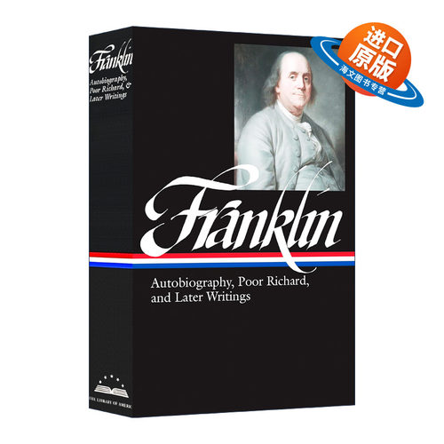 英文原版 Benjamin Franklin Autobiography  Poor Richard  and Later Writings  本杰明·富兰克林 精装美国文库  进口书籍