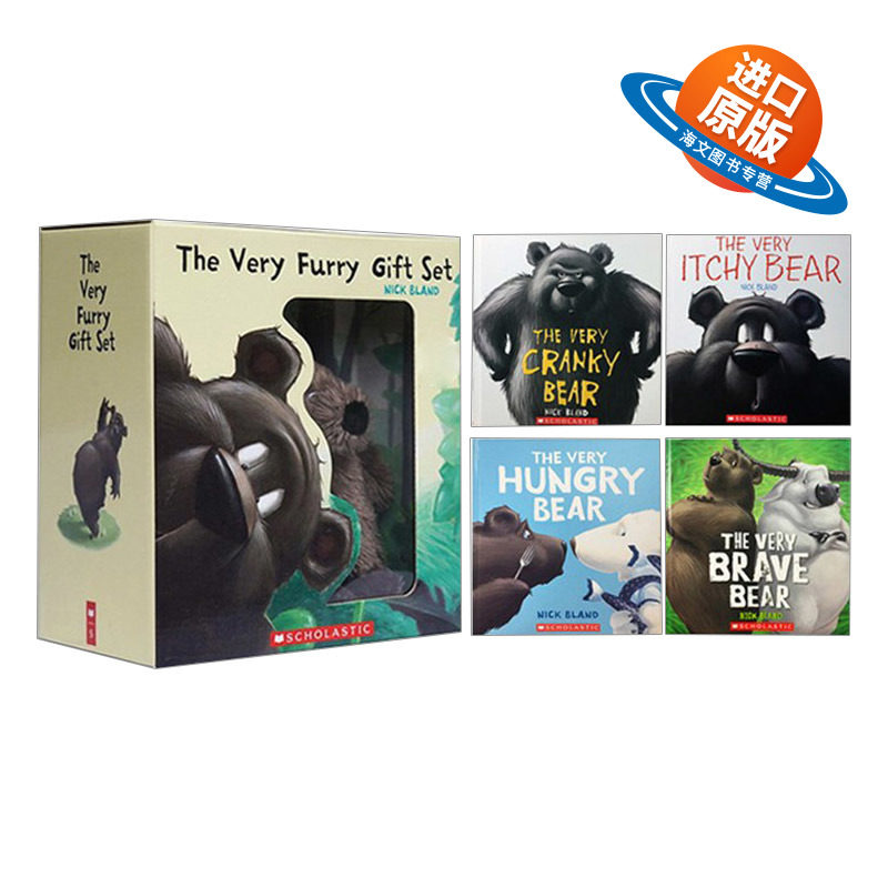 非常熊系列 礼盒装4册+主题毛绒玩偶 英文原版 The Very Furry Gift Set Bear/Itchy Bear/Hungry Bear/Brave Bear 进口英语绘本