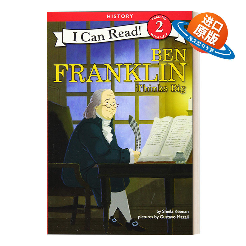 英文原版 Ben Franklin Thinks Big 志向远大的富兰克林 I Can Read 2 History 分级阅读名人传记系列 英文版 进口英语原版书籍