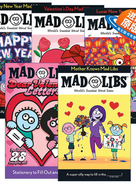 英文原版 Mad Libs-节日主题系列 5册 疯狂填词游戏 农历新年故事/母亲节主题/情人节/新年快乐/情人节的信 英文版 进口原版书籍