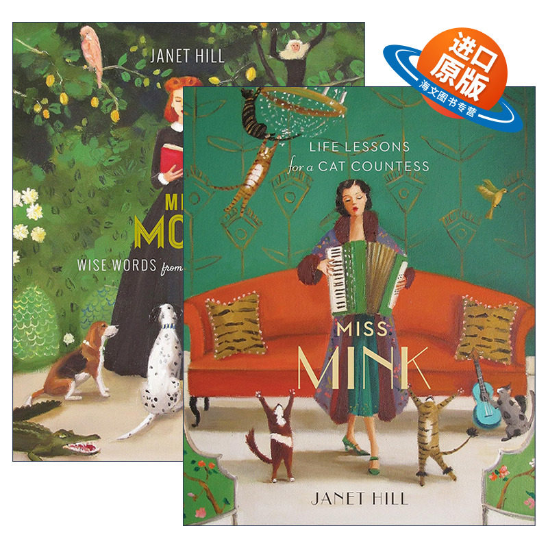 英文原版 Janet Hill系列2册 明克小姐的人生之言 月亮小姐的幸福宣言 儿童精装绘本 狗狗/猫咪哲学 礼貌礼仪 友谊 英文版 进口书