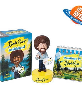 英文原版 Bob Ross Bobblehead 鲍伯鲁斯 摇头玩偶 迷你文创套装 英文版 进口英语原版书籍