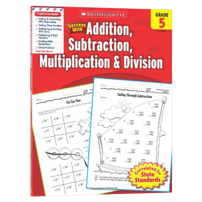 美国小学5年级数学加减乘除法练习册 英文原版 Scholastic Success with Addition Subtraction 学乐成功系列 小学生家庭练习册