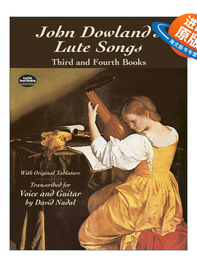 英文原版 John Dowland's Lute Songs 约翰·道兰德鲁特琴曲作品集 3-4册原始乐谱 琵琶 John Dowland 英文版 进口英语原版书籍