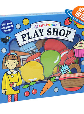 小小角色扮演家：市场购物 Let's Pretend Play Shop 市场购物 翻翻玩具书 拼图书游戏英文原版 Roger Priddy 3岁以上儿童外文书