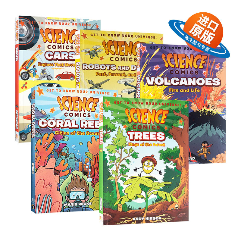 科学漫画系列5册 英文原版 Science Comics Robots and Drones Coral Reefs 英文版儿童探索认知STEM书籍 自然科普进口英语书
