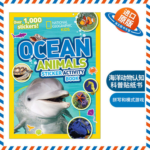 英文原版National Geographic Kids Ocean Animals Sticker海洋动物认知科普贴纸书 美国国家地理 百科互动启蒙图画活动书亲子童书
