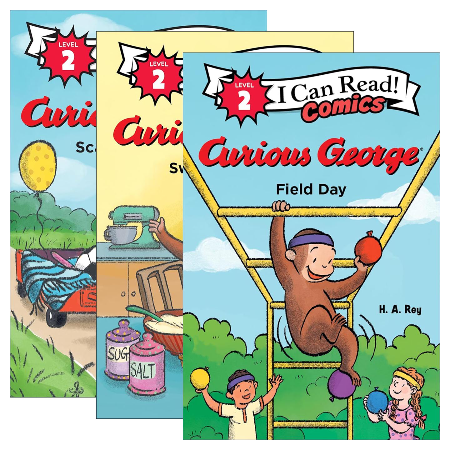 英文原版 Curious George 乔治猴系列3册 I Can Read Comics Level 2 分级阅读儿童漫画 野外活动 寻宝游戏 英文版 进口原版书籍