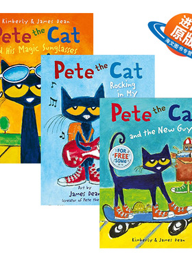 皮特猫故事书3本套装 英文原版绘本 Pete the Cat Rocking in My School Shoes 吴敏兰推荐书单 英文版进口儿童英语故事图画书