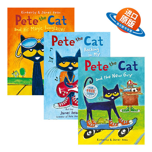 皮特猫故事书3本套装 英文原版绘本 Pete the Cat Rocking in My School Shoes 吴敏兰推荐书单 英文版进口儿童英语故事图画书