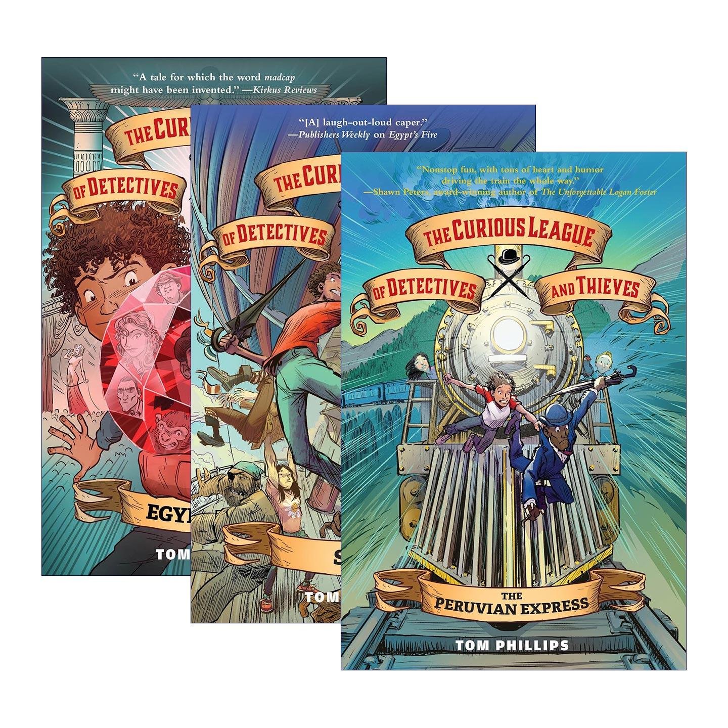 英文原版 The Curious League of Detectives and Thieves 好奇侦探与盗贼联盟系列3册 儿童冒险小说 Tom Phillips 英文版 进口书