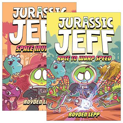 英文原版 Jurassic Jeff 侏罗纪杰夫系列2册 儿童精装全彩科幻漫画 章节桥梁故事书 Royden Lepp 英文版 进口英语原版书籍