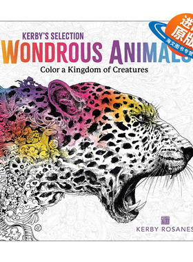 英文原版 Wondrous Animals 奇妙的动物 彩色的生物王国 填色寻物 着色涂色书 绘本 漫画 艺术 Kerby Rosanes 进口英语原版书籍