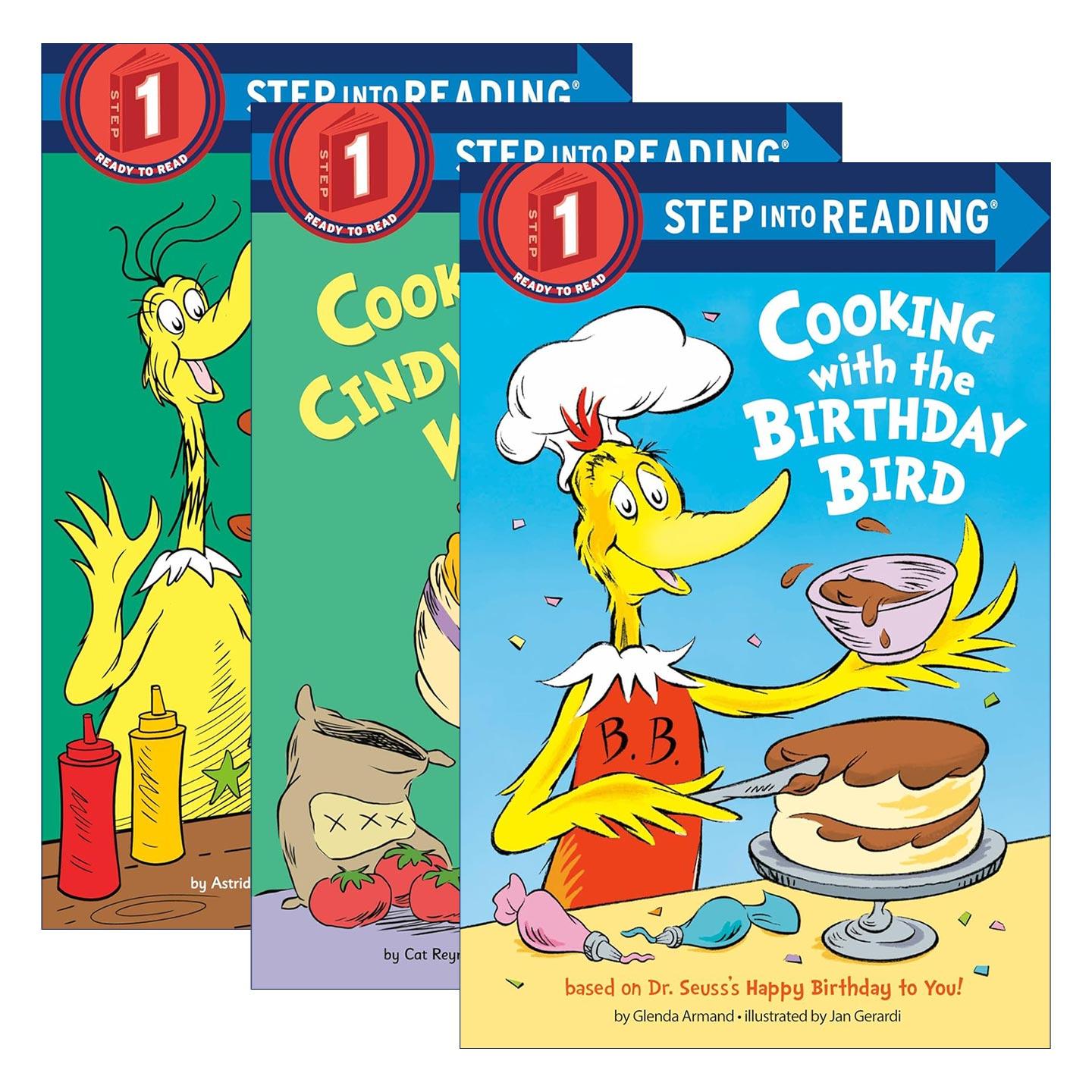 英文原版 Step into Reading 1 Cooking with 系列3册 与辛蒂 与生日鸟 与飞贼一起做饭 苏斯博士 英文版 进口英语原版书籍