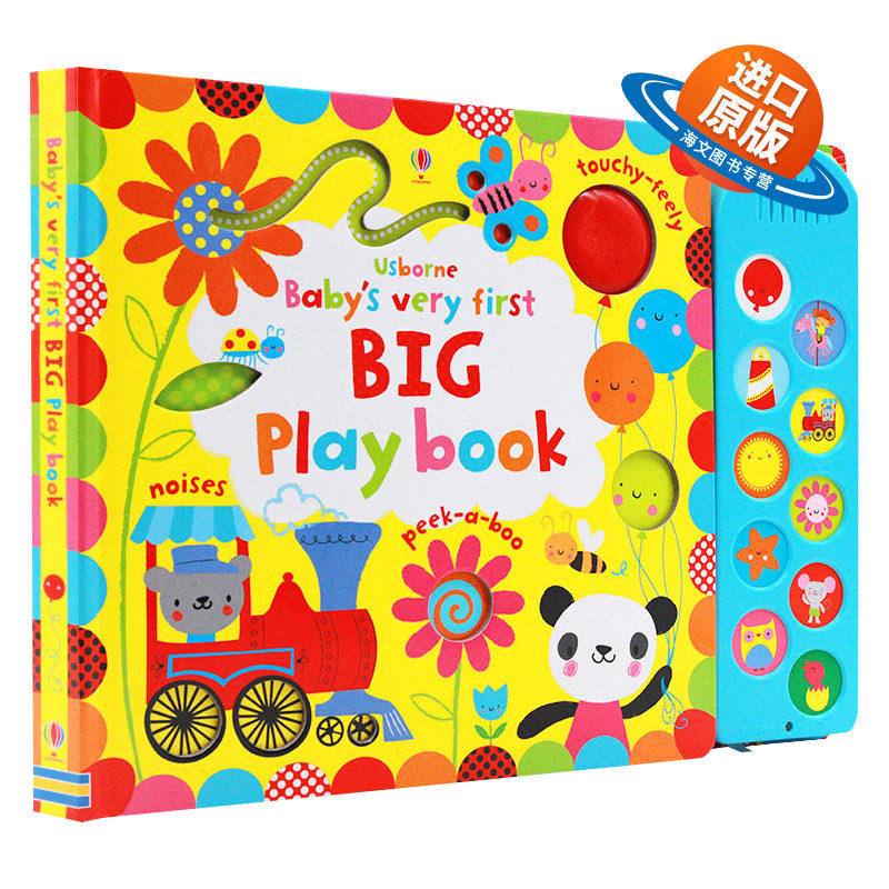 幼儿纸板触摸发声翻翻书 英文原版绘本 Baby's Very First Big Playbook 英文版儿童英语启蒙早教游戏互动书 洞洞书 进口原版书籍
