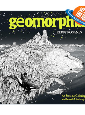 英文原版 Geomorphia 地貌世界 填色寻物 着色涂色书 绘本 漫画 艺术 Kerby Rosanes 英文版 进口英语原版书籍