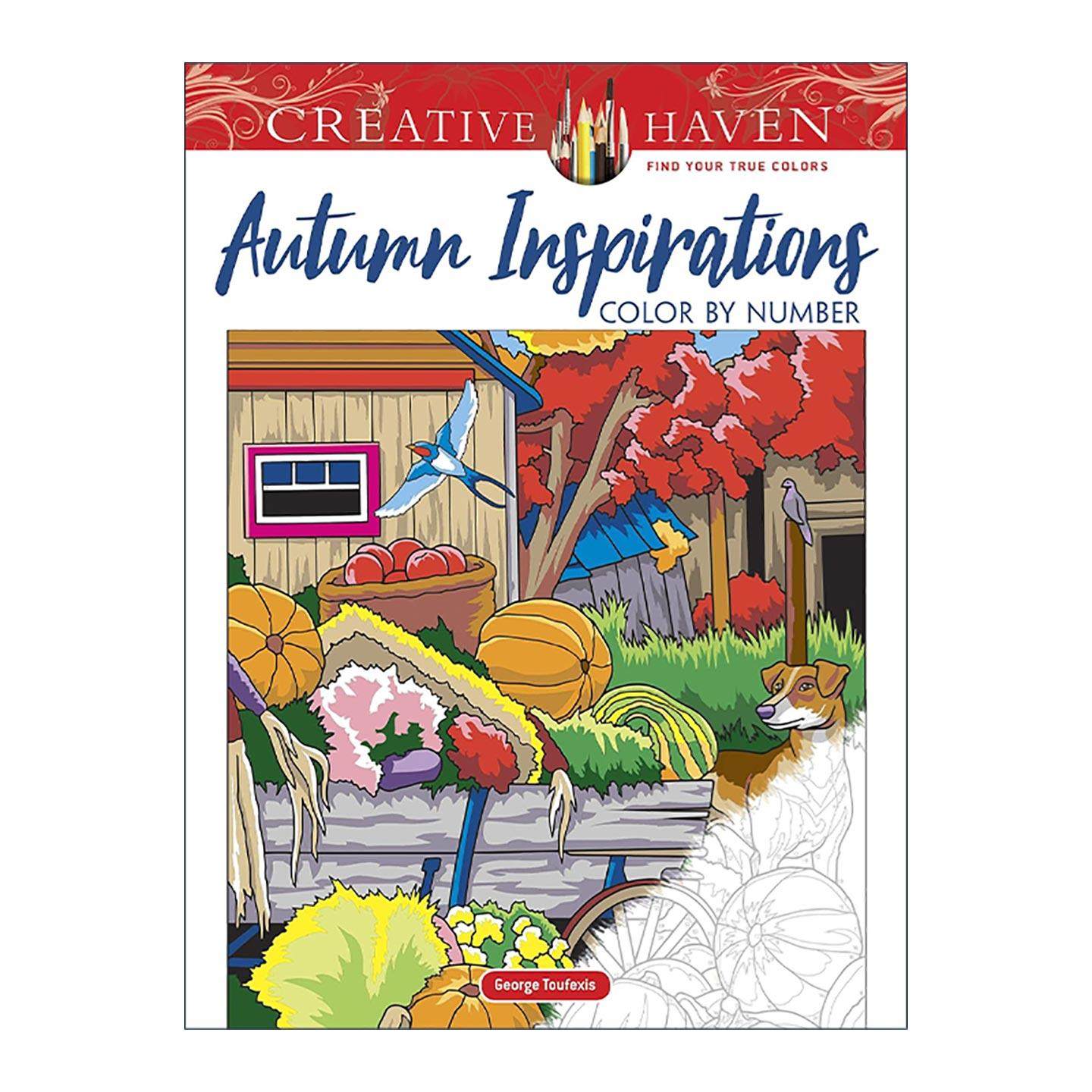 英文原版 Creative Haven Autumn Inspirations Color by Number 创意保护区 秋天灵感 编号颜色 填色涂色书 进口英语原版书籍