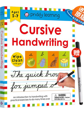 【赠白板笔】擦擦书 书写 英文原版绘本 Wipe Clean Workbook Cursive Handwriting 可重复擦写英文书写练习册 英文版进口英语书籍